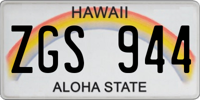 HI license plate ZGS944