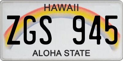 HI license plate ZGS945