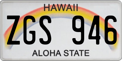 HI license plate ZGS946