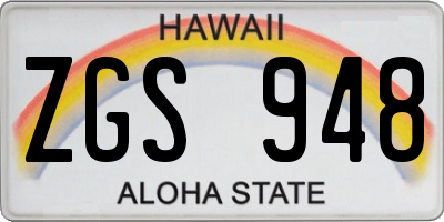 HI license plate ZGS948