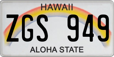 HI license plate ZGS949