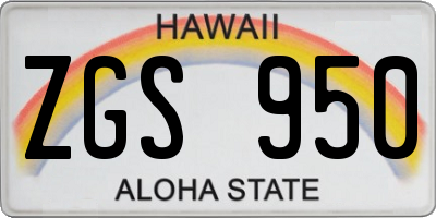 HI license plate ZGS950