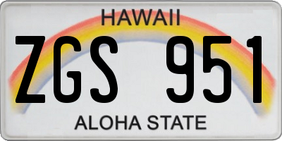 HI license plate ZGS951
