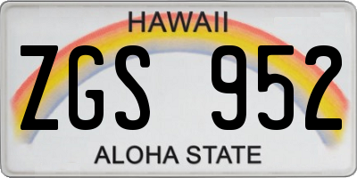 HI license plate ZGS952