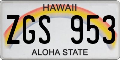 HI license plate ZGS953
