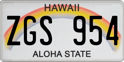 HI license plate ZGS954