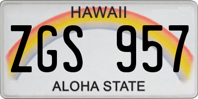 HI license plate ZGS957