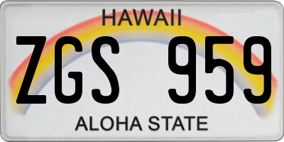 HI license plate ZGS959
