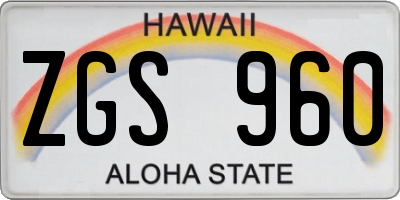 HI license plate ZGS960