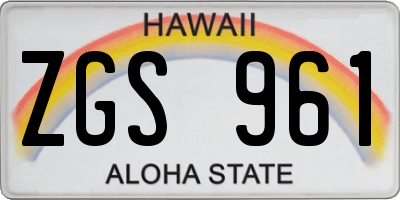 HI license plate ZGS961