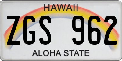 HI license plate ZGS962