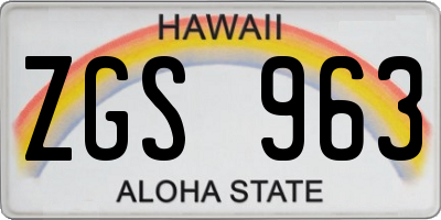HI license plate ZGS963