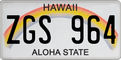 HI license plate ZGS964