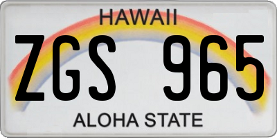 HI license plate ZGS965
