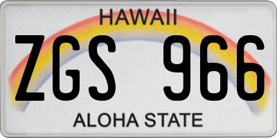 HI license plate ZGS966