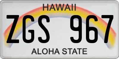 HI license plate ZGS967