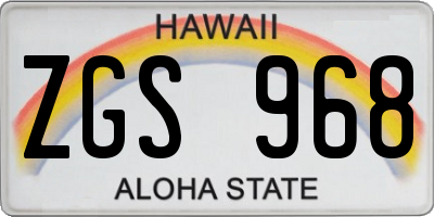 HI license plate ZGS968