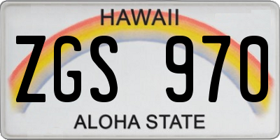 HI license plate ZGS970