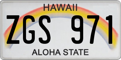 HI license plate ZGS971