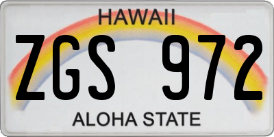 HI license plate ZGS972