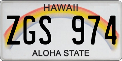 HI license plate ZGS974