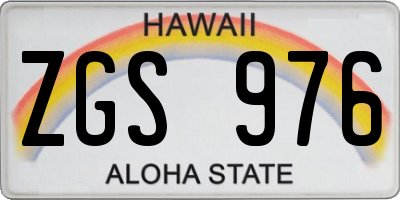 HI license plate ZGS976