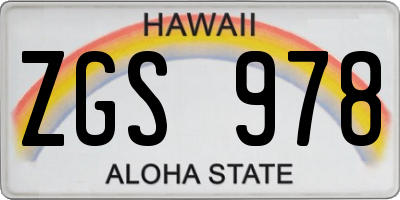 HI license plate ZGS978