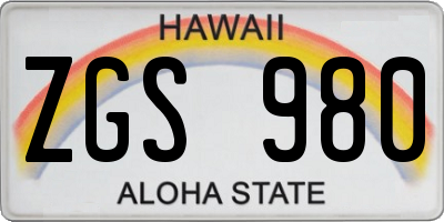 HI license plate ZGS980