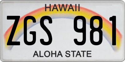 HI license plate ZGS981