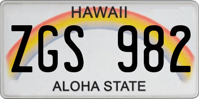 HI license plate ZGS982