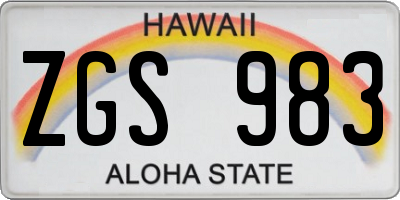 HI license plate ZGS983