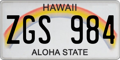 HI license plate ZGS984