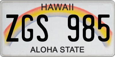 HI license plate ZGS985