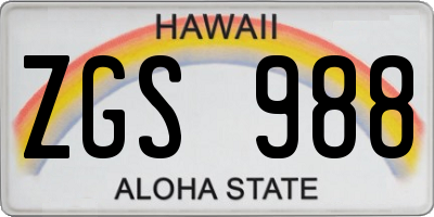 HI license plate ZGS988