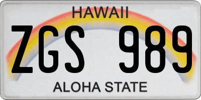 HI license plate ZGS989