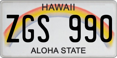 HI license plate ZGS990