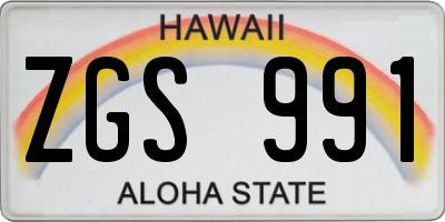 HI license plate ZGS991