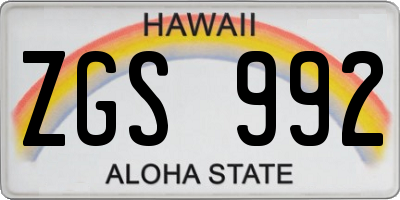 HI license plate ZGS992
