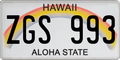 HI license plate ZGS993