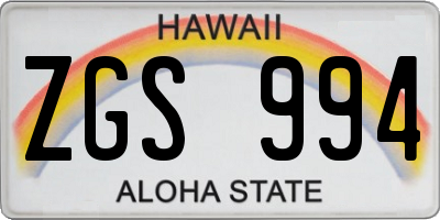 HI license plate ZGS994