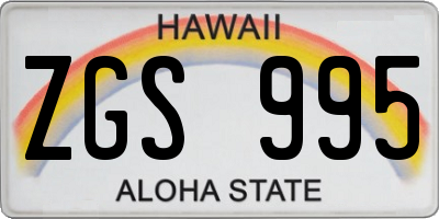 HI license plate ZGS995