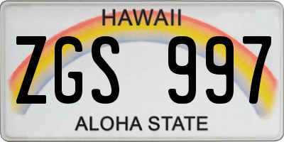 HI license plate ZGS997