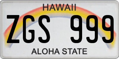 HI license plate ZGS999