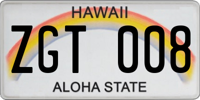 HI license plate ZGT008