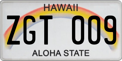 HI license plate ZGT009