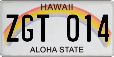 HI license plate ZGT014