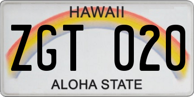 HI license plate ZGT020