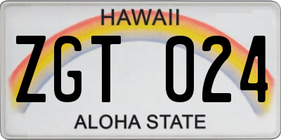 HI license plate ZGT024