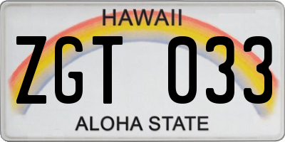 HI license plate ZGT033