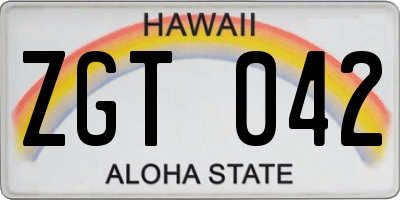 HI license plate ZGT042